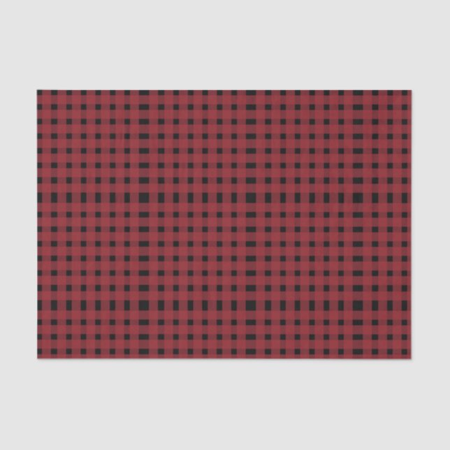 Papel De Seda Patrón rojo negro de Gingham (Anverso)