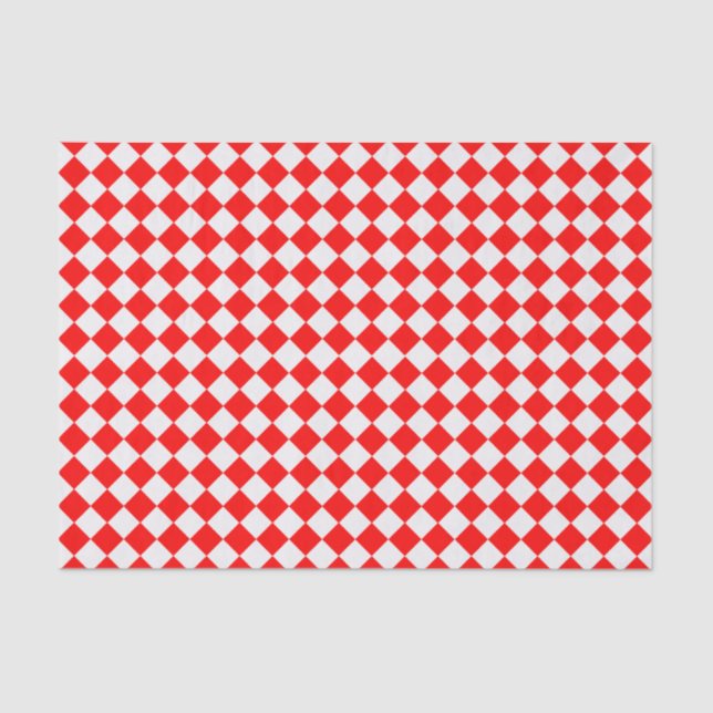 Papel De Seda Patrón rojo y blanco de diamantes de Shirley Taylo (Anverso)