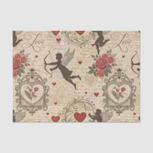 Papel De Seda Patrón romántico de Cupido de Vintage (6)