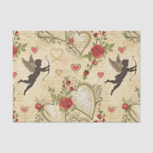 Papel De Seda Patrón romántico de Cupido de Vintage (7)