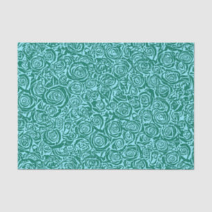 Papel De Seda Patrón Rosa abstracto moderno, Verde azulado y Aqu