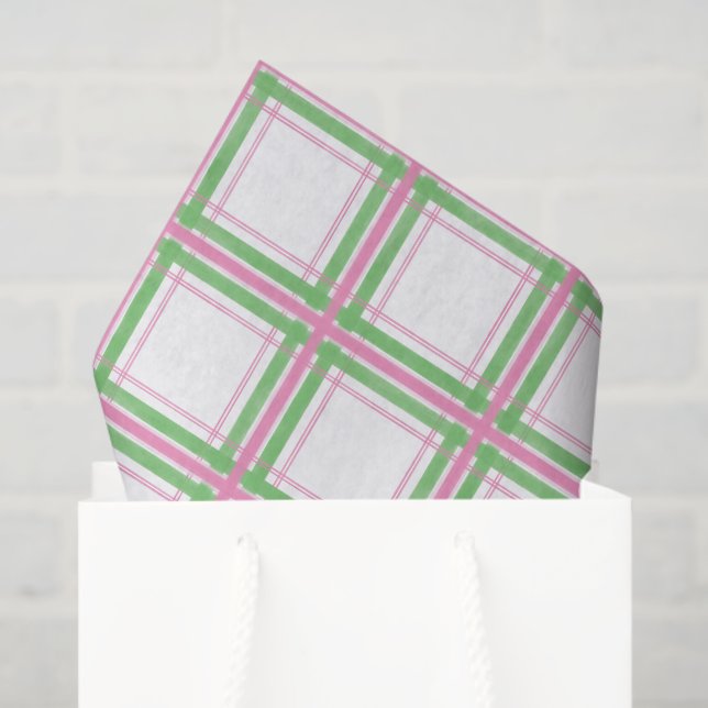 Papel De Seda Patrón rosa, blanco y verde (Bolsa de regalo)