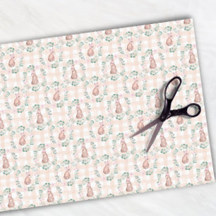 Papel De Seda Patrón rosa de color de agua de conejo de Pascua