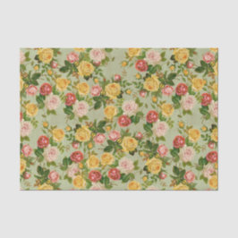 Papel De Seda Patrón Rosa floral floral del país vintage del Bon