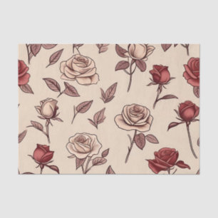 Papel De Seda Patrón Rosa Rústico