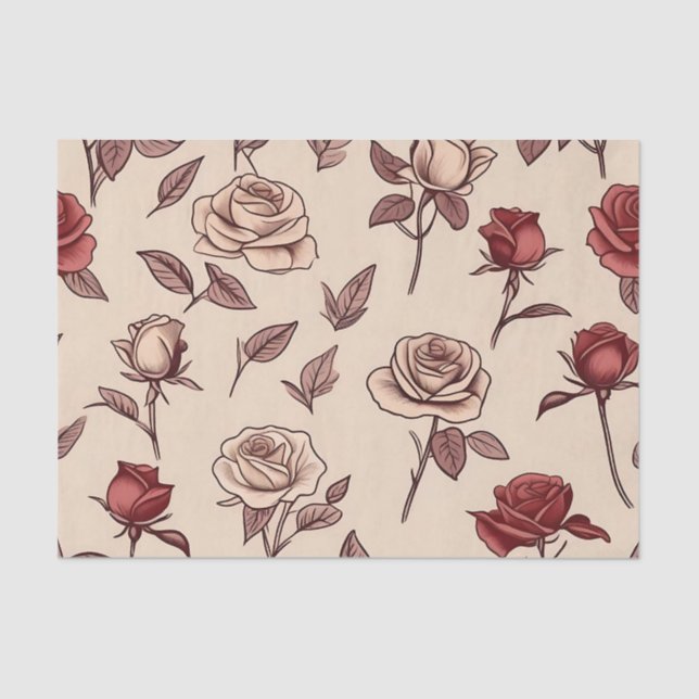 Papel De Seda Patrón Rosa Rústico (Anverso)