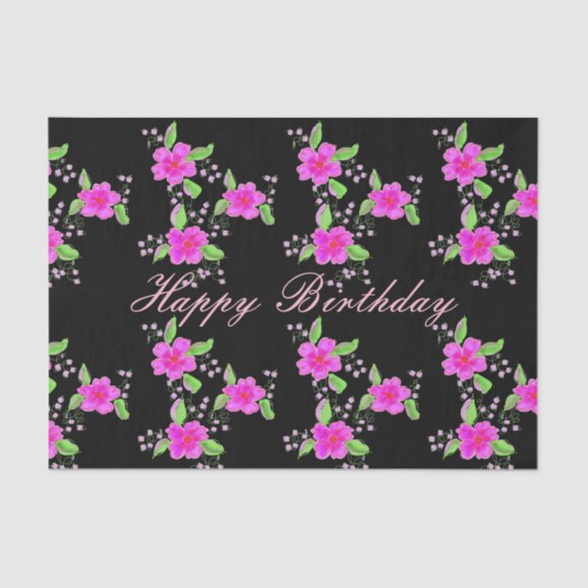 Papel De Seda Patrón rosa y negro (Anverso)