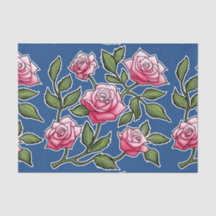 Papel De Seda Patrón Rosier - Azul clásico