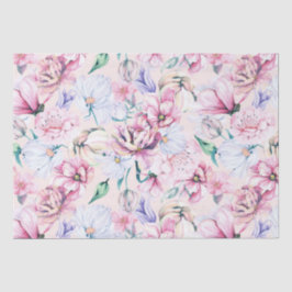 Papel De Seda Patrón sin fisuras de flores estéticas