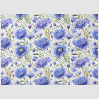 Papel De Seda Patrón sin foco de flor de maíz azul, flor azul