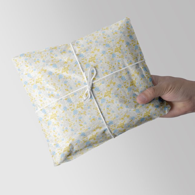 Papel De Seda Patrón sin foco de flor floral turquesa (Subido por el creador)