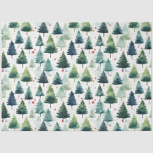 Papel De Seda Patrón sin problemas del Árbol de Navidad acuarela