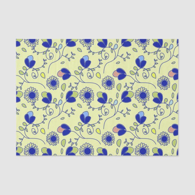 Papel De Seda Patrón sin soldadura floral (Anverso)