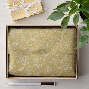 Papel De Seda Patrón Sleigh de los Navidades Doodle Gold