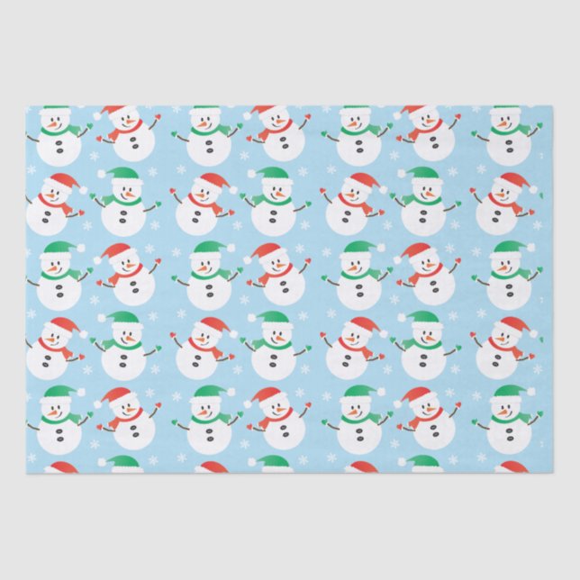 Papel De Seda Patrón Snowman Snowflake de navidades (Anverso)