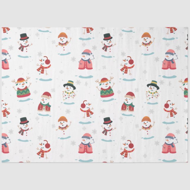 Papel De Seda Patrón Snowmen de los navidades (Anverso)