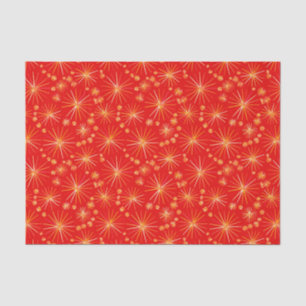 Papel De Seda Patrón sputnik de mediados de siglo, rojo profundo