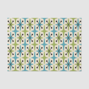 Papel De Seda Patrón Starburst Moderno De Mediados Del Siglo