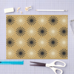 Papel De Seda Patrón Starburst Moderno De Mediados Del Siglo