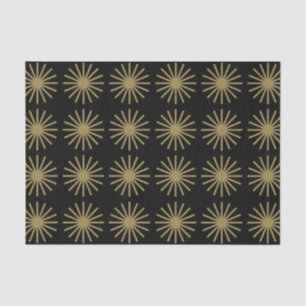 Papel De Seda Patrón Starburst Negro y Oro