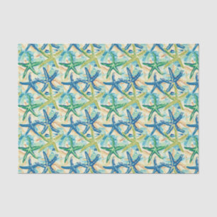Papel De Seda Patrón Starfish Decoración azul y verde