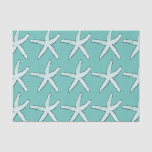 Papel De Seda Patrón Starfish Playa Azul Verde azulado Marítimo