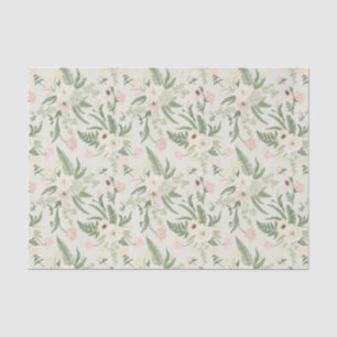 Papel De Seda Patrón suave de flores de jardín verde