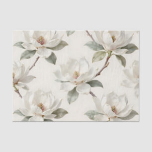 Papel De Seda Patrón suave y neutral de floración de magnolia