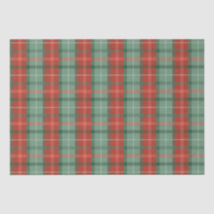 Papel De Seda Patrón tartán rojo y verde