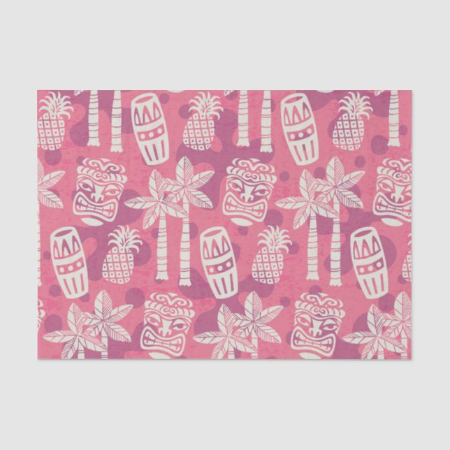 Papel De Seda Patrón Tiki Moderno de Mitad de Siglo Retro (Anverso)