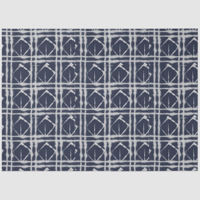 Papel De Seda Patrón tradicional de tinte de tinta azul (Anverso)