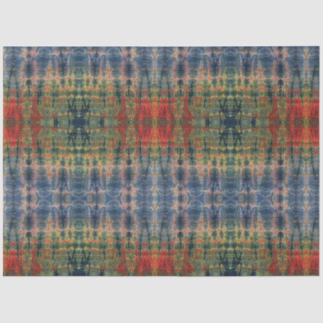 Papel De Seda Patrón tradicional de tinte de tinta verde azul ét (Anverso)