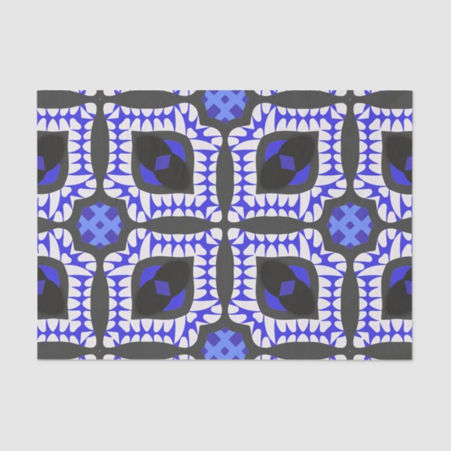 Papel De Seda Patrón tribal africano de Boho, etnia gris blanca  (Anverso)