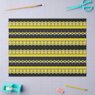Papel De Seda Patrón tribal negro, amarillo y blanco