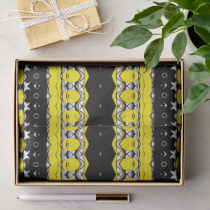 Papel De Seda Patrón Tribal Negro, Amarillo y Blanco