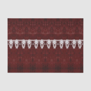 Papel De Seda Patrón tribal vintage Burgundy Red Bull Cow Skull