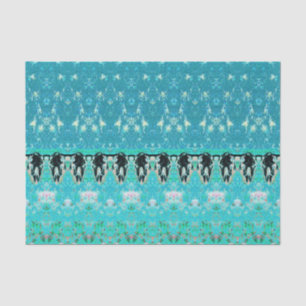 Papel De Seda Patrón Tribal Vintage Calavera de Toro Arte Blanco