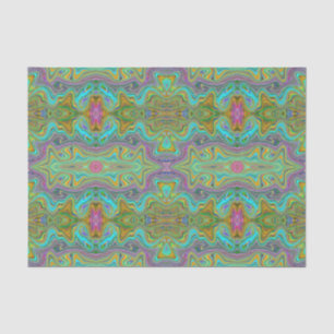 Papel De Seda Patrón Trippy azul y Naranja de Wavy Aqua
