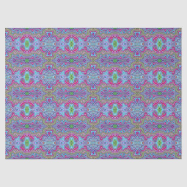Papel De Seda Patrón Trippy Multicolor Azul Cielo Ondulado (Anverso)