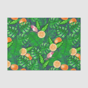 Papel De Seda Patrón tropical, colibríes
