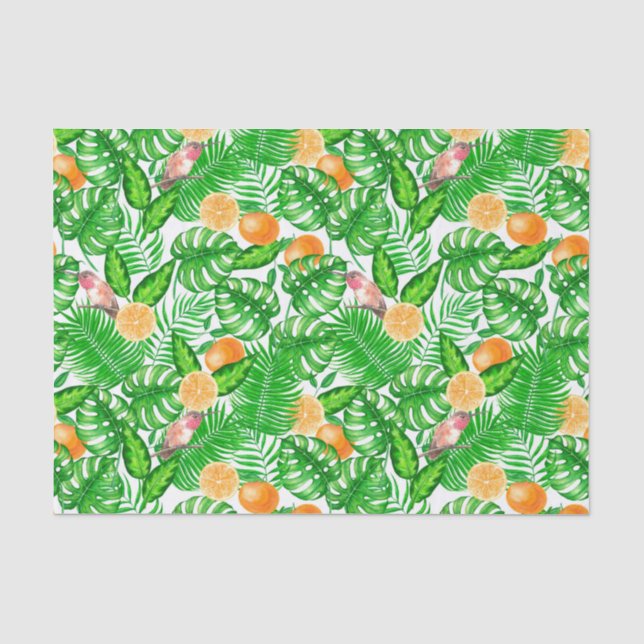 Papel De Seda Patrón tropical, colibríes II (Anverso)