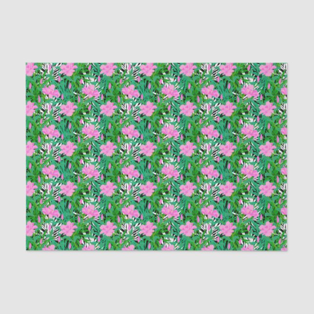 Papel De Seda Patrón tropical con flores de selva (Anverso)