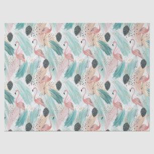 Papel De Seda Patrón tropical de flamenco acuático