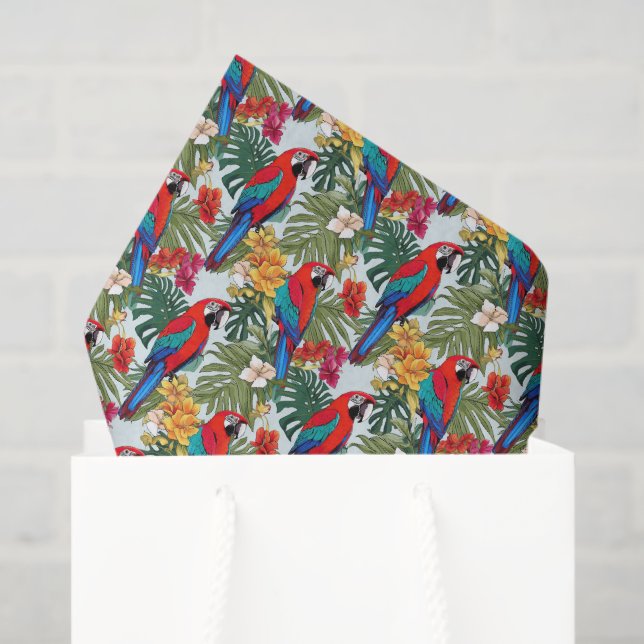 Papel De Seda Patrón tropical de loros de playa cortos (Bolsa de regalo)
