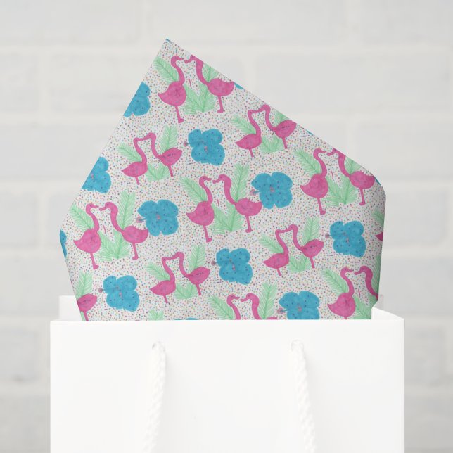 Papel De Seda Patrón Tropical Diversión Flamenco (Bolsa de regalo)