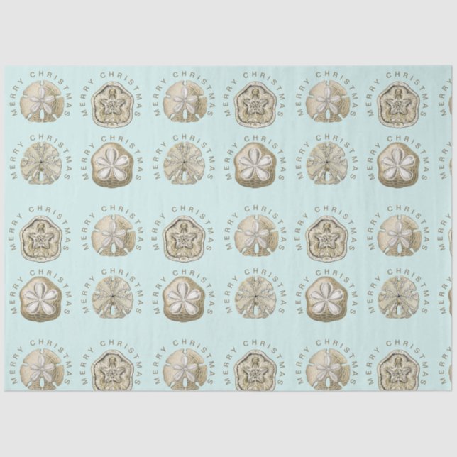 Papel De Seda Patrón Turquoise de Arena navideña (Anverso)