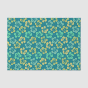 Papel De Seda Patrón Verde azulado de flores tropicales de Hibis
