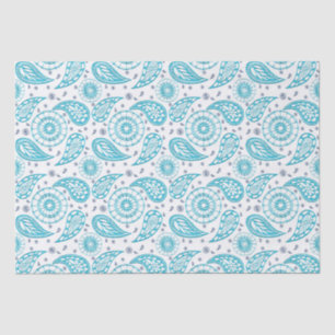 Papel De Seda Patrón verde azulado paisley.