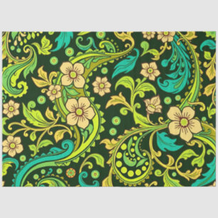 Papel De Seda Patrón verde de paisley