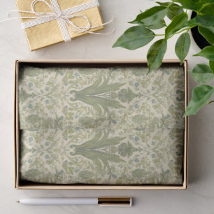 Papel De Seda Patrón verde salvia de jacinto floral de William M
